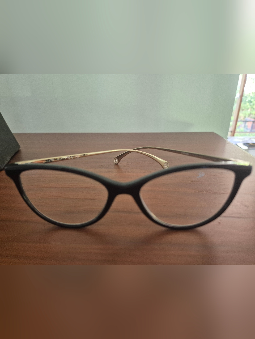 Chanel Cat Eye Black And Gold Women's Eyeglasses With Reader Prescription & Case